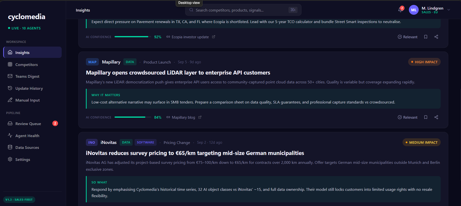 signals — two signal cards with why it matters blocks confidence bars and source links